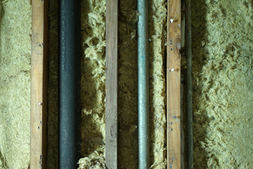 Behind the kitchen wall of old house.