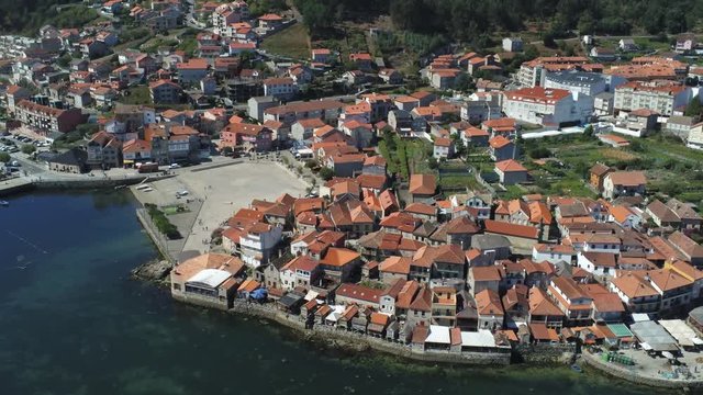 Combarro, Traditional Fisheman Village in Galicia, Pontevedra, Spain, Aerial View on Idyllic Coast and Houses