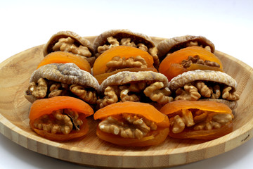 organic natural dried apricots, dried figs, walnuts