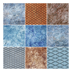 Fototapeta premium Set of nine square grunge metal textures.