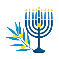 chandelier with candles and olive branch isolated icon vector illustration design