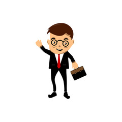 Businessman character  cartoon vector illustration with bags of money