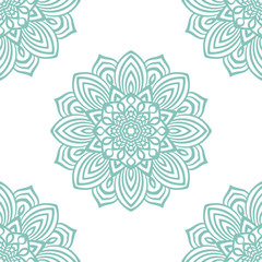 Fantasy seamless pattern with ornamental mandala. Abstract round doodle flower background. Floral geometric circle. Vector illustration.  