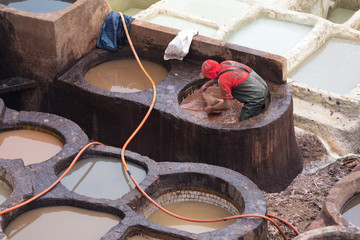 Fes-Meknes administrative region, Marocco - 20 12 2019 Fes is one of the imperial cities. Famous for its tanneries. The old tannery in Fez, now an important tourist attraction