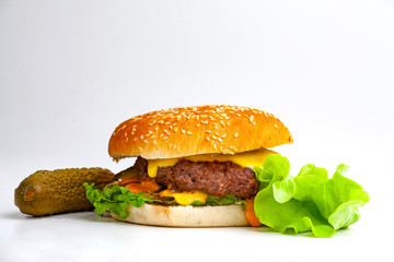 hamburger on white background