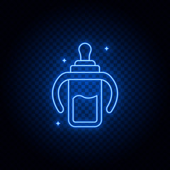 Obraz premium pacifier neon icon. Blue neon vector icon. Transparent background.