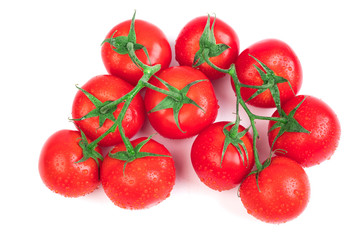 Fresh raw bunch tomatoes isolated on white background