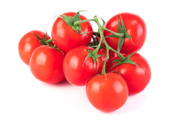 Fresh raw bunch tomatoes isolated on white background