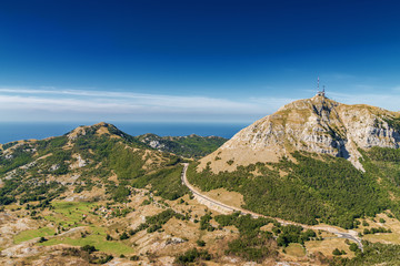 Sunny mountain landscape of Lovcen national park, Dinaric Alps, Montenegro.
