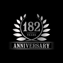182 years logo design template. Anniversary vector and illustration template.
