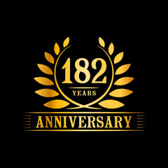 182 years logo design template. Anniversary vector and illustration template.
