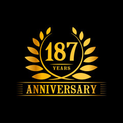 187 years logo design template. Anniversary vector and illustration template.