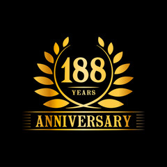188 years logo design template. Anniversary vector and illustration template.