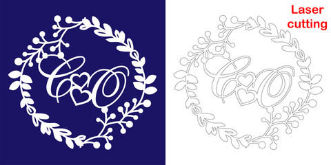 Wedding monogram for laser cutting. C O initials of the wedding decorative logo in a floral frame. The perfect gift for your wedding day