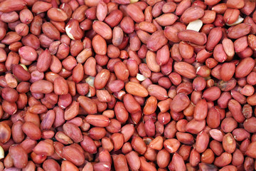 Dry peanuts for food background.. Selective focus   