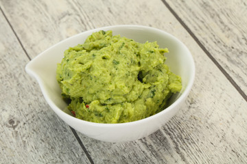 Avocado guacamole sauce with chili pepper
