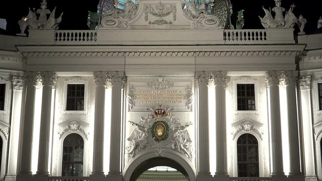Dome of the Imperial Palace Hofburg. Night. Vienna. Austria. 