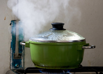 A steaming pot