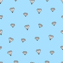 Cute seamless pattern of hand drawn doodle diamond elements. Vector illustration