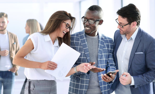 employees of the company during a working break.