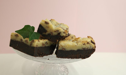 Sweet and chocolaty brownie with biscuit coating