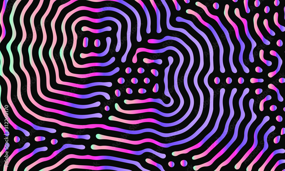 Poster Psychedelic abstract background made by generative algorithm: Reaction-diffusion or Turing pattern formation.