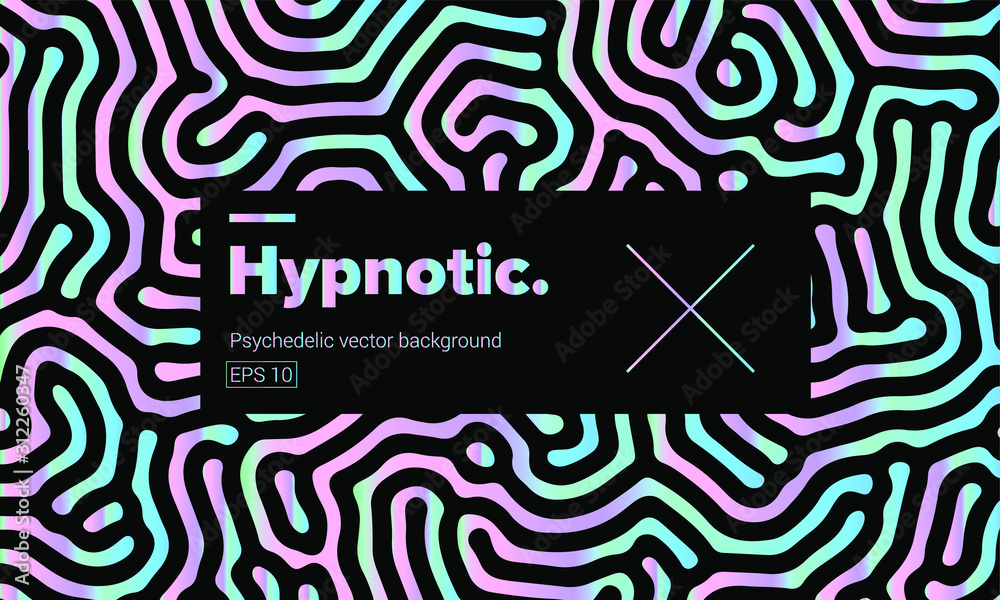 Poster Psychedelic abstract background made by generative algorithm: Reaction-diffusion or Turing pattern formation.