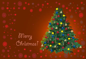 Christmas card with fir tree