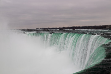 Horseshoe Falls on a winter day in Niagara Falls