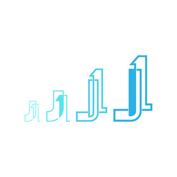 Line vector logo combining the letter J and number 1.