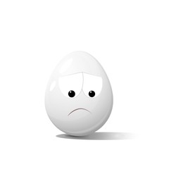 An egg with a smiley face. Expression of sadness.