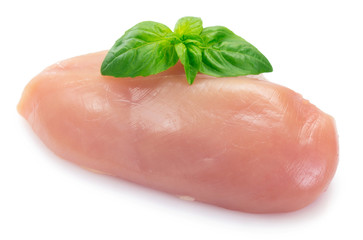 Raw chicken fillet isolated on white background