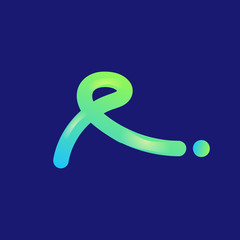 Modern 3d flow logo hand drawn initial letter r for business or company vector eps 10