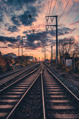 Fototapeta na wymiar sunset at the rails