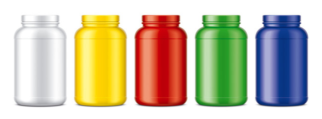 Set of plastic Jars. Colored Matt surface version.