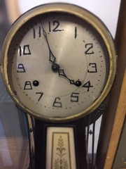 Vintage Clock Face from Wall Banjo Clock Timepiece showing time as 357