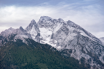 Mountains and blue sky with a hiking trip