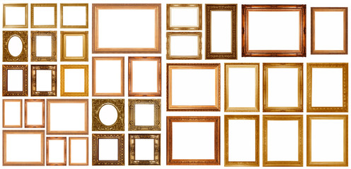 Gold picture frame isolated