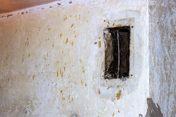 old ventilation shaft and grate ventilation system during repair work in the room