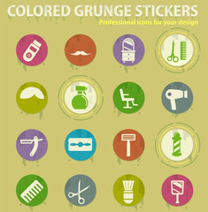 barbershop colored grunge icons