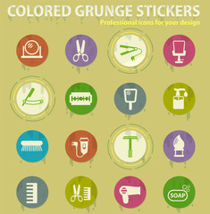 barbershop colored grunge icons