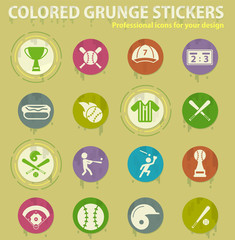 baseball colored grunge icons