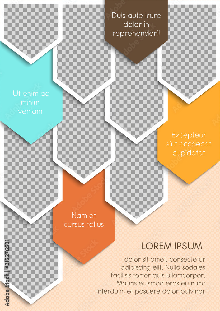 Wall mural template for photo collage or infographic in modern style. frames for clipping masks are in the vect