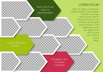 Template for photo collage or infographic in modern style. Frames for clipping masks are in the vector file. Template for a photo album with geometric frames