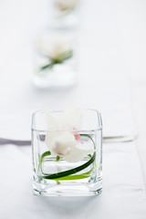 glass of water with a flower