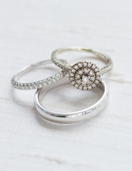 wedding rings on white background