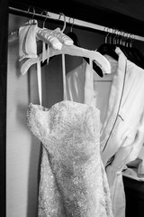 wedding dress in the closet
