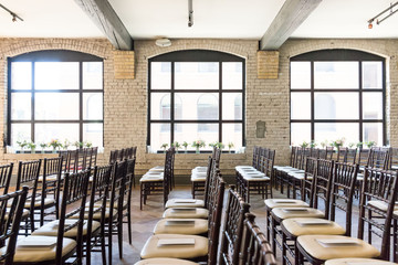 chapel chairs in a room