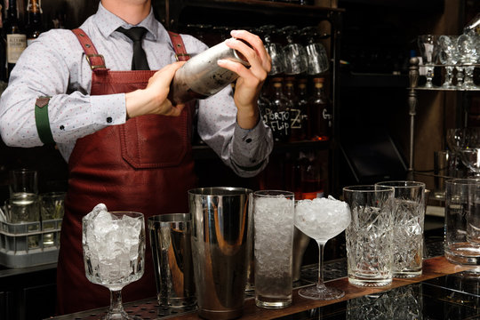 Bartender Mixing Coctail