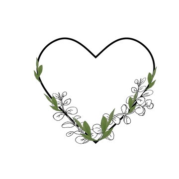 Floral clip art heart frame
